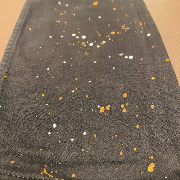 Isabel Marant Etoile Ennet Paint Splatter Slim Straight Jeans Black (8)40x27 - Picture 6 of 11